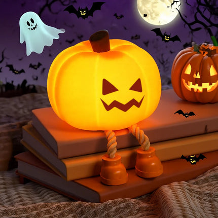 Pumpkin Silicone Night Light – Cute Halloween & Easter Decorative Lamp with Warm Eye-Protection Glow for Cozy Sleep