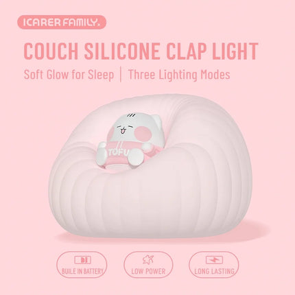 Cartoon Sofa Silicone Night Light Pat Lamp Bedside Bedroom Atmosphere Light with Three-Level Brightness Adjustment