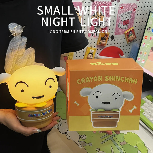 Crayon Shin-chan Xiaobai Potted Night Light – Cartoon Anime Pat Light & Trendy Figurine, Perfect Christmas Gift