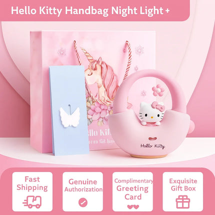 Hello Kitty Handbag Silicone Night Light Rechargeable Pat Lamp Creative Bedside Atmosphere Light for Bedroom and Gifts
