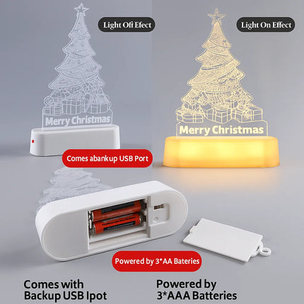 Cozy Christmas Decorative LED Lights 3D  Light String Acrylic Base Neon Atmosphere Night Light Decorative Ornament