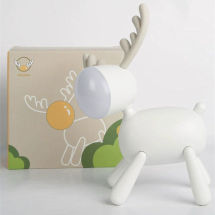 Cartoon Deer LED Night Light USB Rechargeable Silicone Elk Lamp for Kids Study Desk or Bedroom