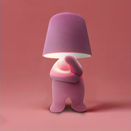Bedside Touch Table Lamp – LED Colorful Plush Golden Thinker Figurine, Decorative Gold Statue for Bedroom and Desk