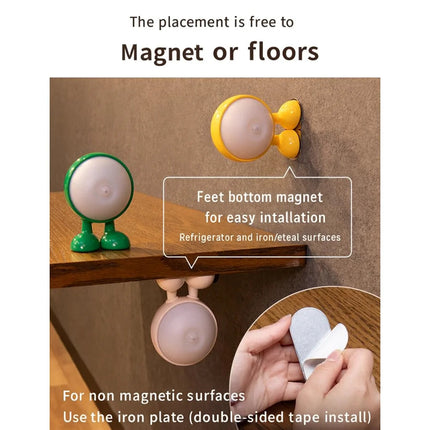 Big Eyes Human Body Sensor Night Light Soft Eye Protection LED Magnetic Wardrobe Bed Hallway Bedside Lamp