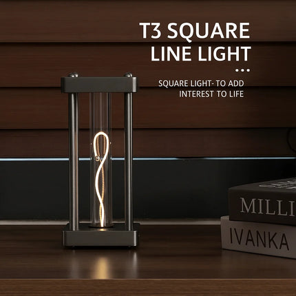 Creative Square Quantum LED Night Light – USB Curved Line Ambient Lamp for Bedroom or Desktop Decor