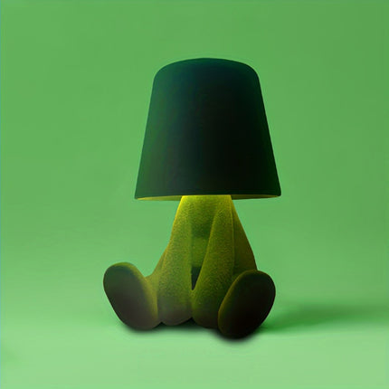 Bedside Touch Table Lamp – LED Colorful Plush Golden Thinker Figurine, Decorative Gold Statue for Bedroom and Desk