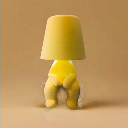 Bedside Touch Table Lamp – LED Colorful Plush Golden Thinker Figurine, Decorative Gold Statue for Bedroom and Desk