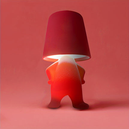 Bedside Touch Table Lamp – LED Colorful Plush Golden Thinker Figurine, Decorative Gold Statue for Bedroom and Desk