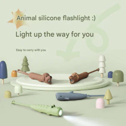 Animal Silicone Flashlight USB Rechargeable Mini LED Night Light Portable Dimmable Lamp for Kids Home