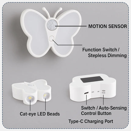 LED Butterfly Sensor Night Light – Unique Wall Atmosphere Lamp for Bedroom, Study Room, or Hallway Decor
