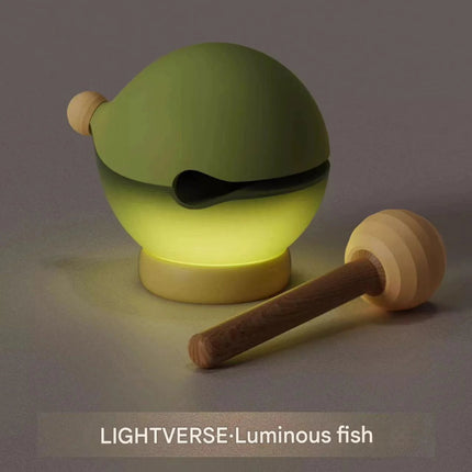 Lightverse Wooden Fish Night Light Creative Pat Lamp Bedroom Sleep Gift for Girls