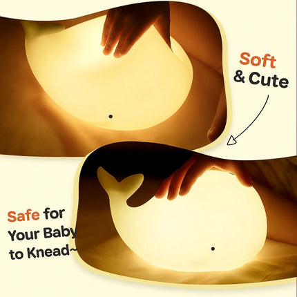 Ocean Whale Patting Silicone Lamp – Baby Feeding Night Light, Eye Protection Bedside Atmosphere Light, USB Rechargeable