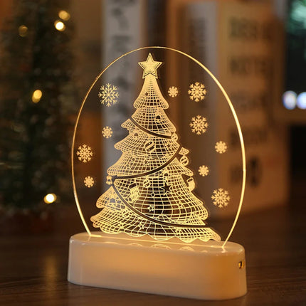 Cozy Christmas Decorative LED Lights 3D  Light String Acrylic Base Neon Atmosphere Night Light Decorative Ornament