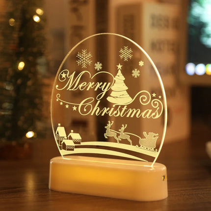 Cozy Christmas Decorative LED Lights 3D  Light String Acrylic Base Neon Atmosphere Night Light Decorative Ornament