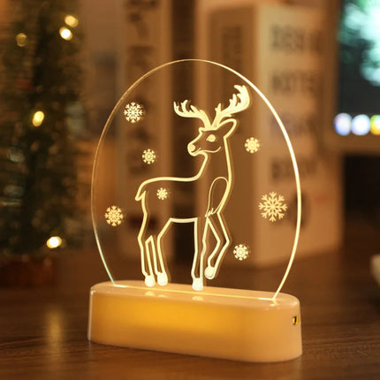 Cozy Christmas Decorative LED Lights 3D  Light String Acrylic Base Neon Atmosphere Night Light Decorative Ornament