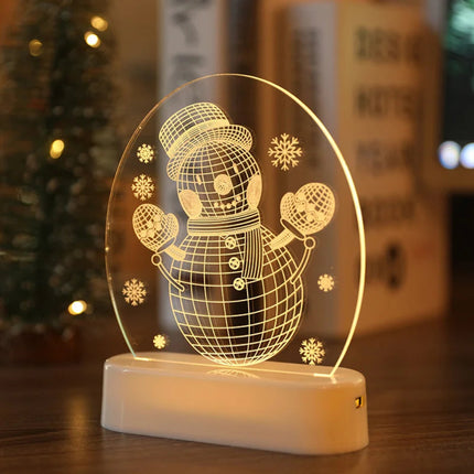 Cozy Christmas Decorative LED Lights 3D  Light String Acrylic Base Neon Atmosphere Night Light Decorative Ornament