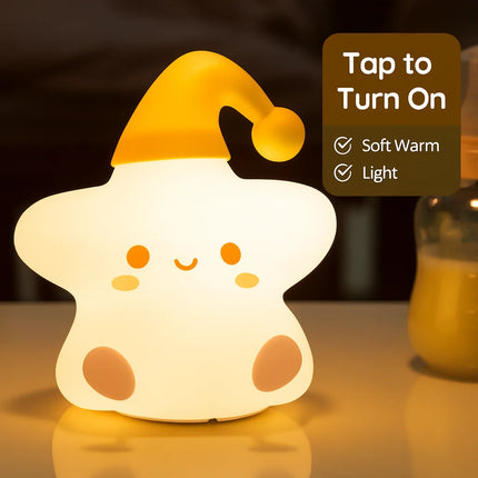 Silicone Star Pat Lamp – Kids’ Bedside Night Light, Rechargeable