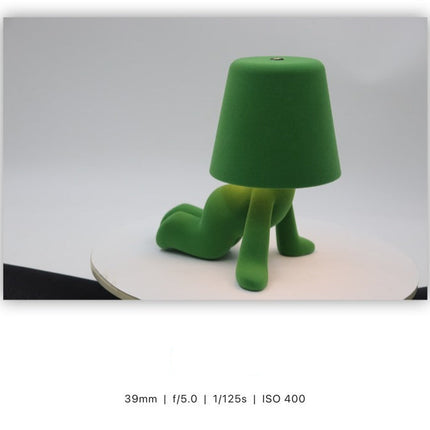 Bedside Touch Table Lamp – LED Colorful Plush Golden Thinker Figurine, Decorative Gold Statue for Bedroom and Desk