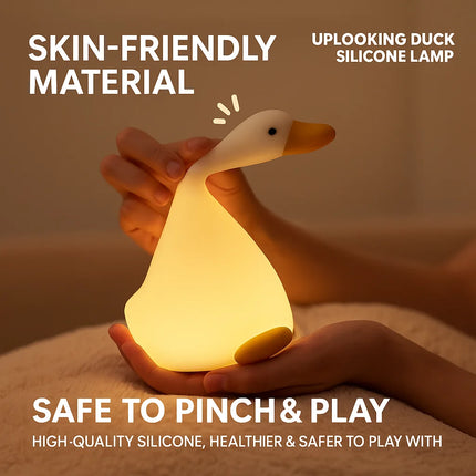 Looking Up Duck Silicone Night Light Pat Lamp Eye Protection LED Bedside Lamp for Children's Bedroom Timing Atmosphere Light Gift