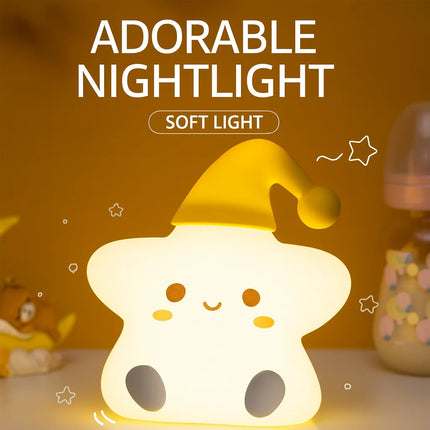 Silicone Star Pat Lamp – Kids’ Bedside Night Light, Rechargeable