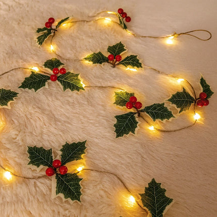 LED Christmas Bell & Pine Cone String Lights – Battery Decorative Indoor Garland