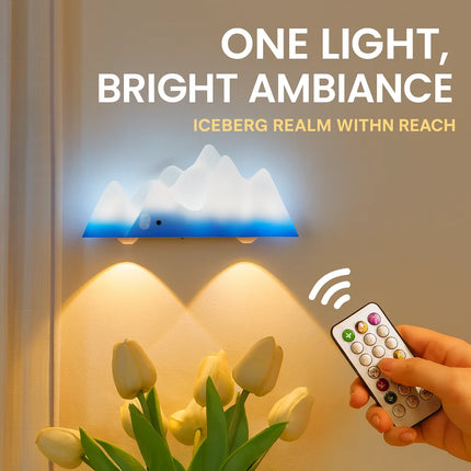 Snow Mountain Smart Human Body Sensor Night Light USB Rechargeable Stepless Dimming LED with Remote Control Magnetic Bedside Lamp for Bedroom