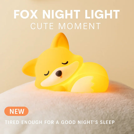 Little Fox Night Light USB Rechargeable Cartoon LED Bedside Lamp Creative Bedroom Atmosphere Light