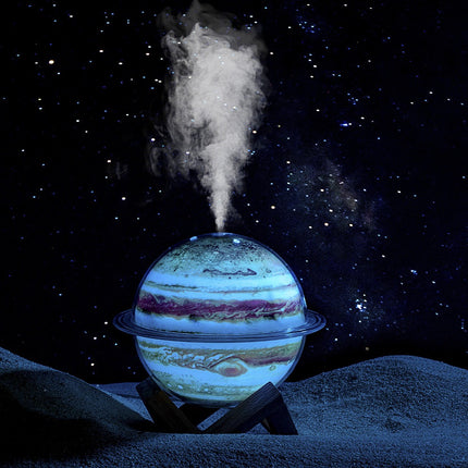 Planet LED Humidifier – USB Ultrasonic Mist with Two-Speed Spray, Colorful Night Light, Auto Power-Off for Home and Bedroom