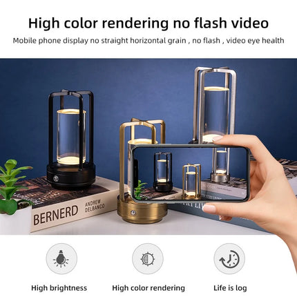 Retro LED Touch Table Lamp – Rechargeable Decorative Atmosphere Light for Bedroom, Bar, Camping, Bedside Use
