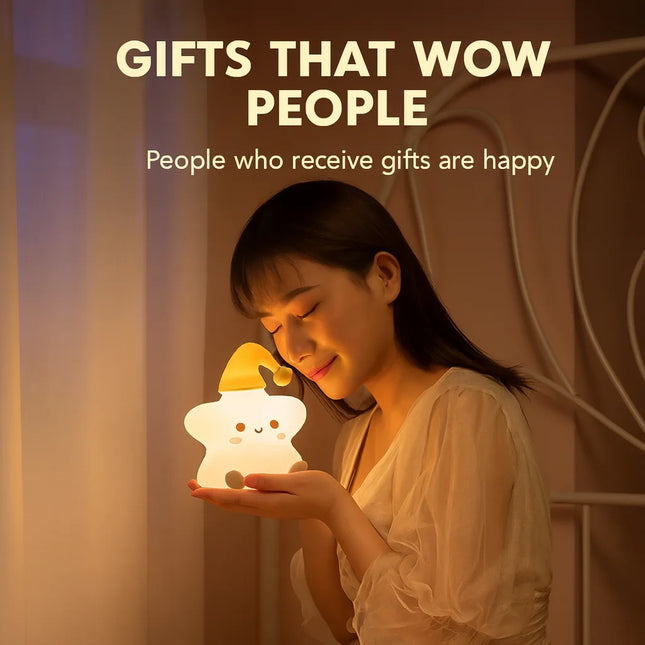 Silicone Star Pat Lamp – Kids’ Bedside Night Light, Rechargeable