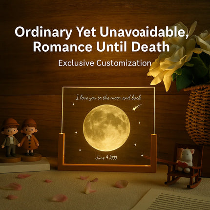 Acrylic Crystal Moon Night Light USB Rechargeable  Double-Sided Luminous Square Bedside Lamp