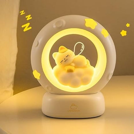 Cute Night Light for Girls – Atmospheric Cat Lamp, “Pick the Stars, Embrace the Moon”, Birthday Gift & Decorative Ornament