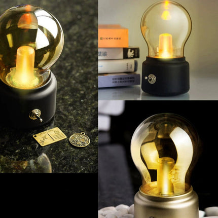 Creative Retro British Light Bulb Lamp – Rechargeable USB Night Light for Bedside or Cabinet