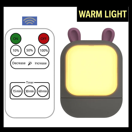 Cute Rabbit Night Light Energy Saving LED White and Warm Light for Living Room Desk Bedroom Dressing Table