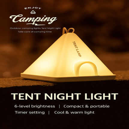 Tent Night Light – Portable Rechargeable Bedside Lamp, Simple Atmosphere Light for Bedroom or Outdoor Camping