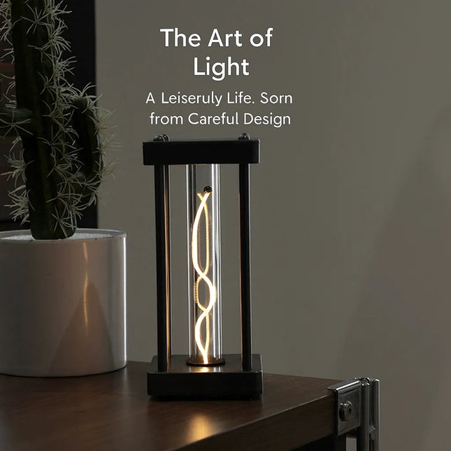 Creative Square Quantum LED Night Light – USB Curved Line Ambient Lamp for Bedroom or Desktop Decor