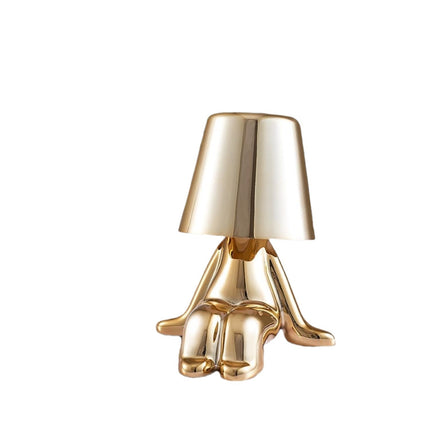 Bedside Touch Table Lamp – LED Colorful Plush Golden Thinker Figurine, Decorative Gold Statue for Bedroom and Desk