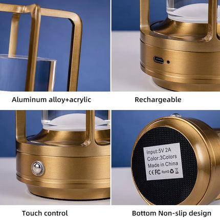 Retro LED Touch Table Lamp – Rechargeable Decorative Atmosphere Light for Bedroom, Bar, Camping, Bedside Use