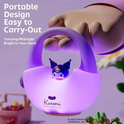 Hello Kitty Handbag Silicone Night Light Rechargeable Pat Lamp Creative Bedside Atmosphere Light for Bedroom and Gifts