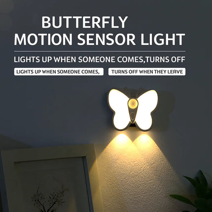 LED Butterfly Sensor Night Light – Unique Wall Atmosphere Lamp for Bedroom, Study Room, or Hallway Decor