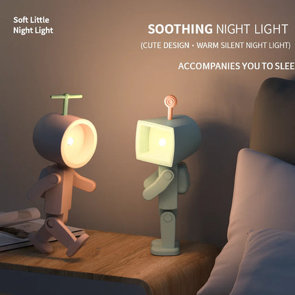 Astronaut Magnetic LED Night Light Mini Robot Desk Lamp with Battery Building Block Atmosphere Light