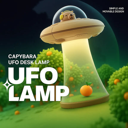 Cute Pet Space UFO Night Light USB Rechargeable Stepless Dimming LED Cartoon Bedside Lamp for Children's Bedroom