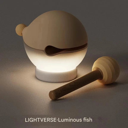 Lightverse Wooden Fish Night Light Creative Pat Lamp Bedroom Sleep Gift for Girls