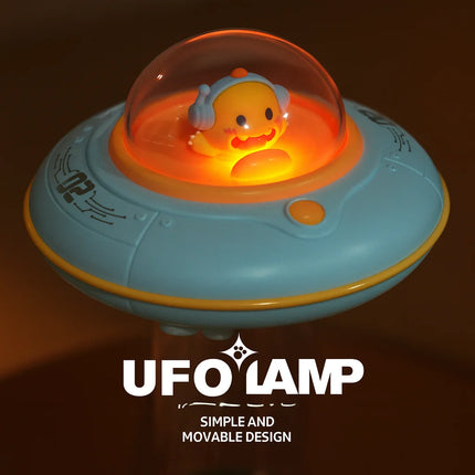 Cute Pet Space UFO Night Light USB Rechargeable Stepless Dimming LED Cartoon Bedside Lamp for Children's Bedroom