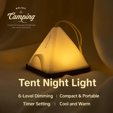 Tent Night Light – Portable Rechargeable Bedside Lamp, Simple Atmosphere Light for Bedroom or Outdoor Camping