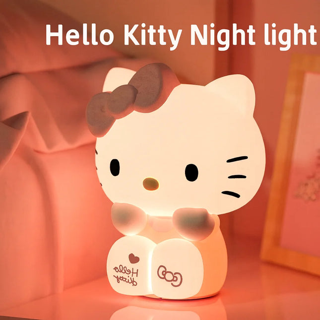 Sanrio Hello Kitty Night Light Pat LightHello Kitty Silicone Night Light Pat Lamp Cute KT Cat Bedside Table Atmosphere Light Birthday Gift for Girls