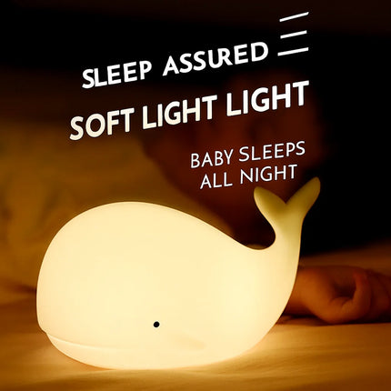 Ocean Whale Patting Silicone Lamp – Baby Feeding Night Light, Eye Protection Bedside Atmosphere Light, USB Rechargeable