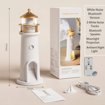Creative Moonlight Lighthouse Projection Lamp with Human Body Sensor Remote Control LED Bedside Lamp Bluetooth Speaker for Bedroom Atmosphere and Sleep