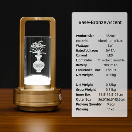 Retro LED Touch Table Lamp – Rechargeable Decorative Atmosphere Light for Bedroom, Bar, Camping, Bedside Use