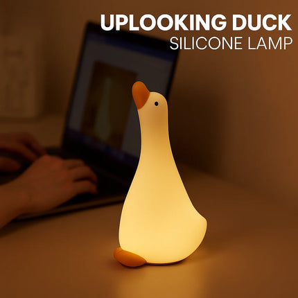 Looking Up Duck Silicone Night Light Pat Lamp Eye Protection LED Bedside Lamp for Children's Bedroom Timing Atmosphere Light Gift